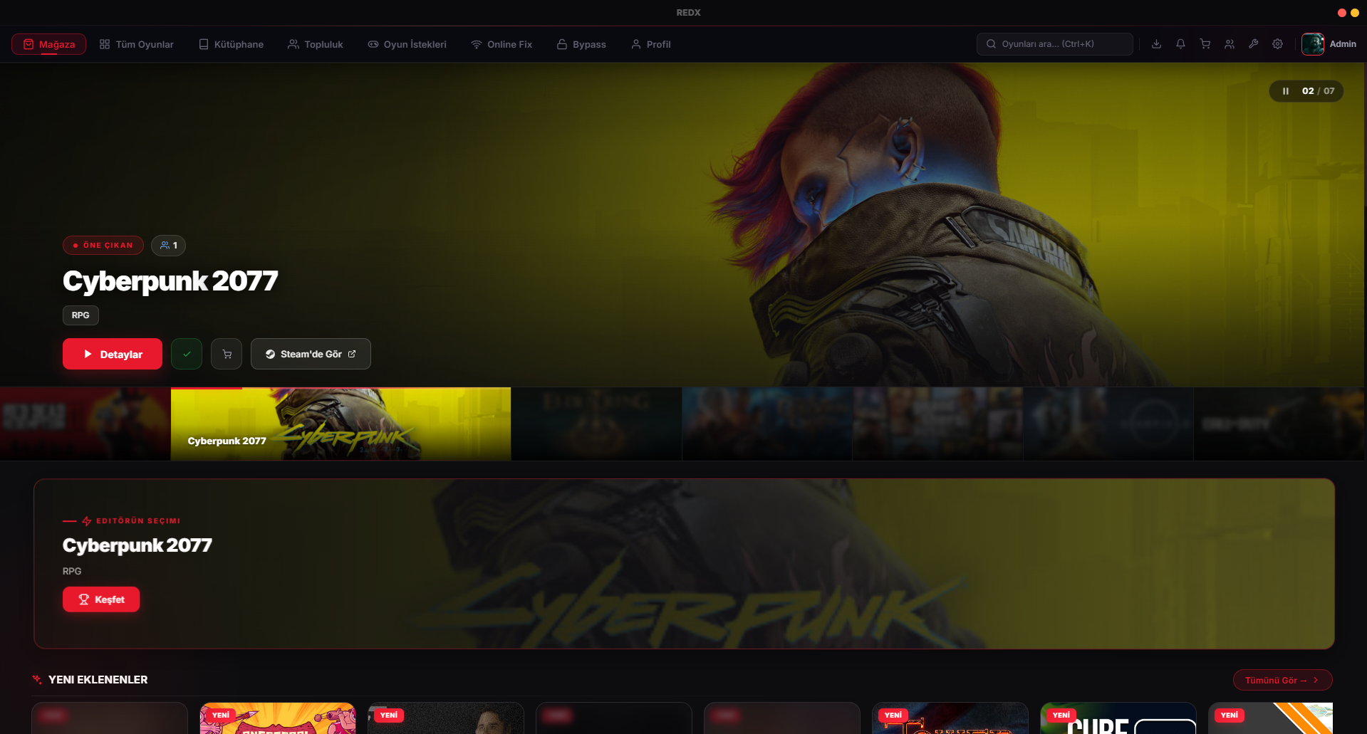 RedX Game Library Modern Ana Sayfa Ekran Görüntüsü