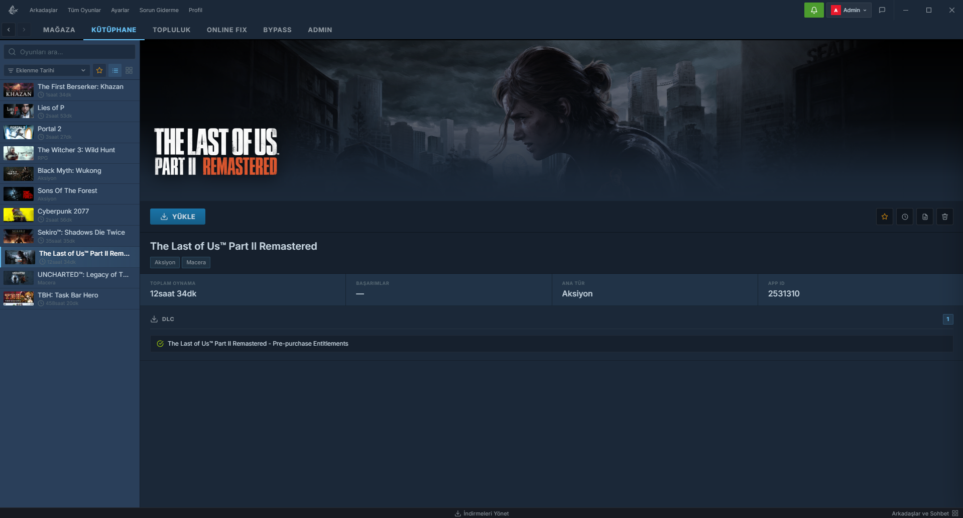 Steam Tema Tasarımlı RedX Oyun Kütüphanesi Ekran Görüntüsü
